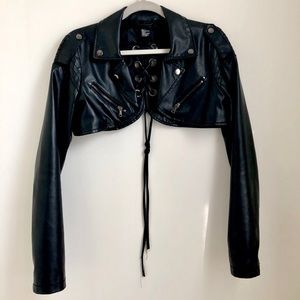 Paper Tee cropped faux Leather jacket